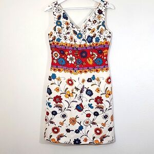 David Meister women's sleeveless silk floral dress fully lined size 6